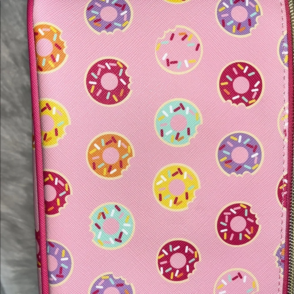 🆕Danny Lee Donuts Design Zippered Makeup Organizing Case Pink Travel Makeup Bag